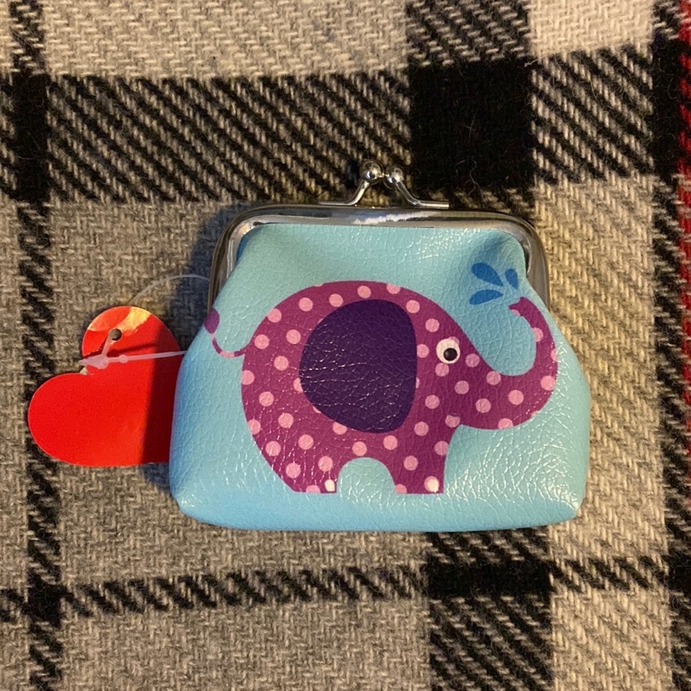 House of Marbles Blue with Purple Elephant Kids Coin Purse NEW